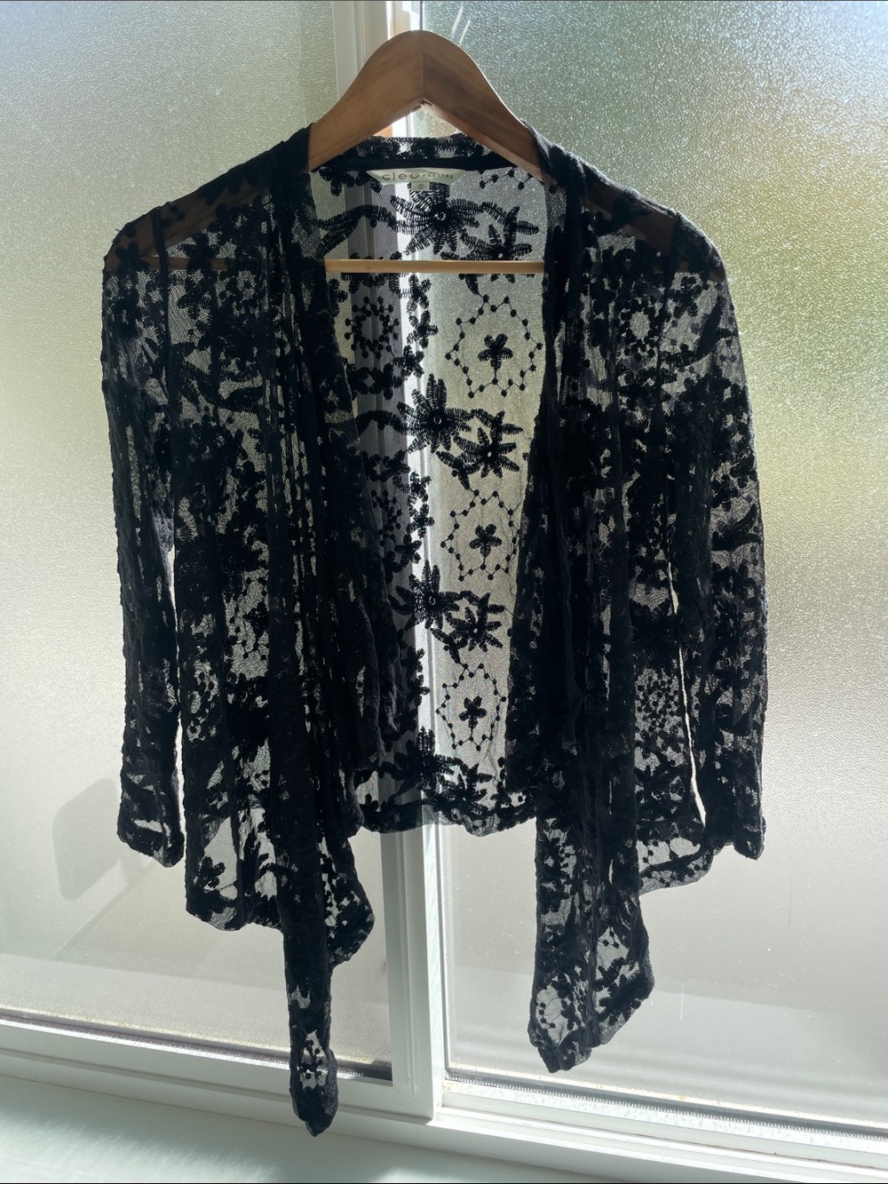 cleo Black Floral Lace Open-Front Cardigan